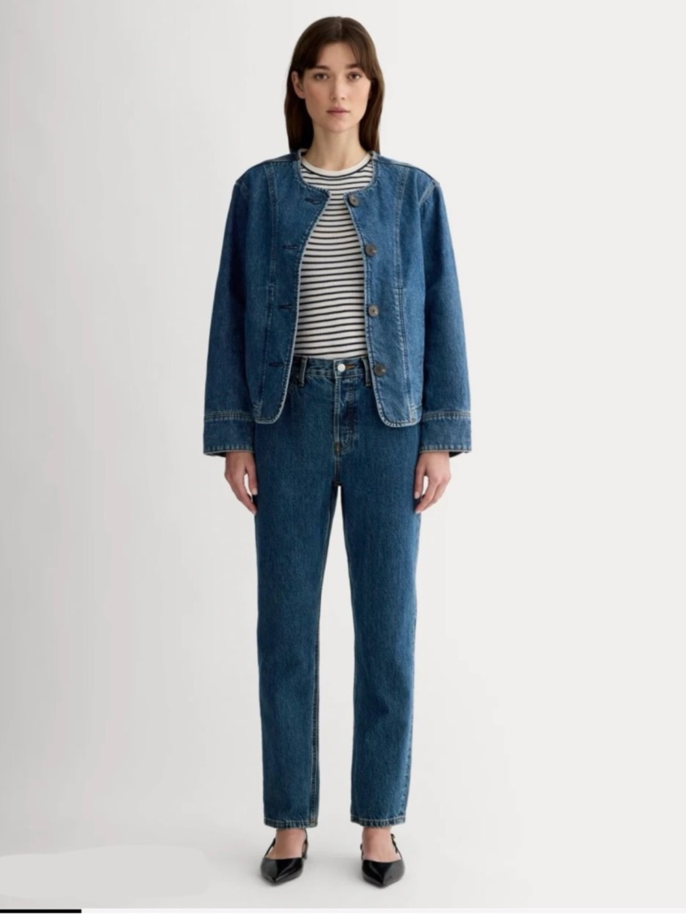 Everlane Straight-Leg Jeans in Dark Blue Wash